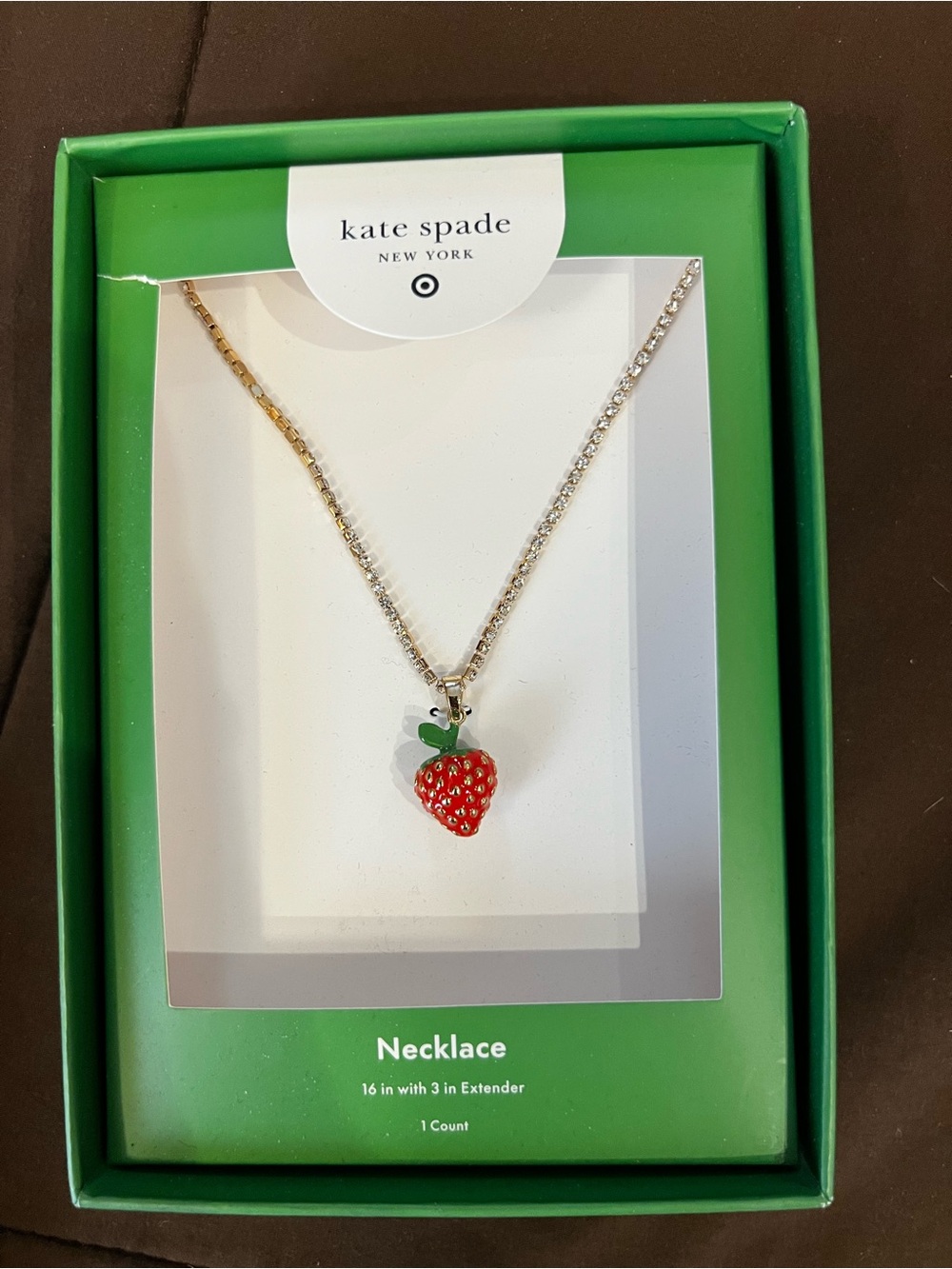 kate spade Strawberry Enamel Pendant Necklace - Red & Green